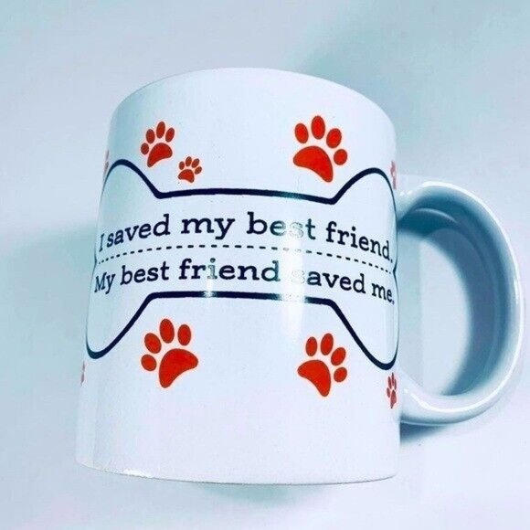Dog Lover/Rescue Mug. Paw Print I Saved My Best Friend, My Best Friend Saved Me! - Picture 2 of 5